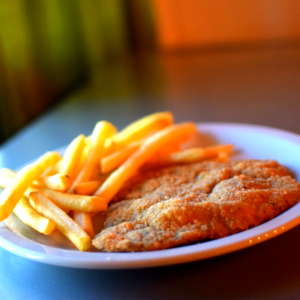 Milanesa de carne clasica con papas